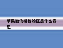 苹果微信授权验证是什么意思
