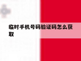 临时手机号码验证码怎么获取