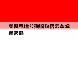 虚拟电话号接收短信怎么设置密码