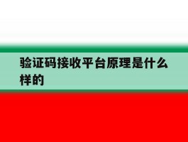 验证码接收平台原理是什么样的