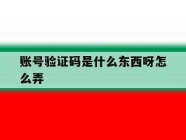 账号验证码是什么东西呀怎么弄