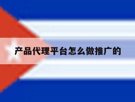 产品代理平台怎么做推广的