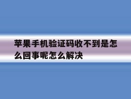 苹果手机验证码收不到是怎么回事呢怎么解决的简单介绍