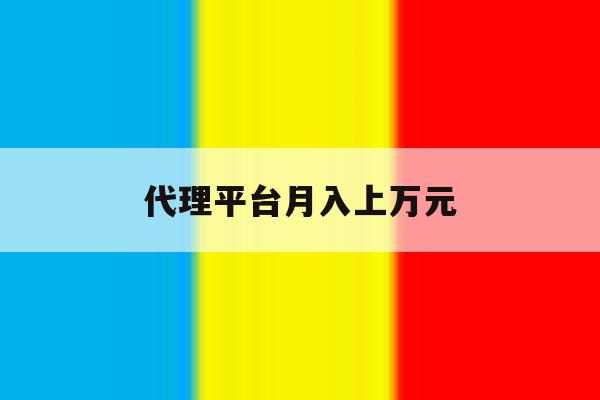 代理平台月入上万元 代理平台月入上万元