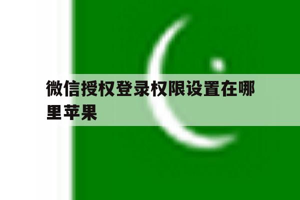 微信授权登录权限设置在哪里苹果 微信授权登录权限设置在哪里苹果