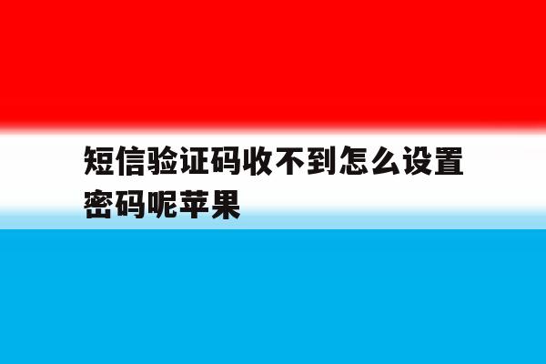 短信验证码收不到怎么设置密码呢苹果 短信验证码收不到怎么设置密码呢苹果