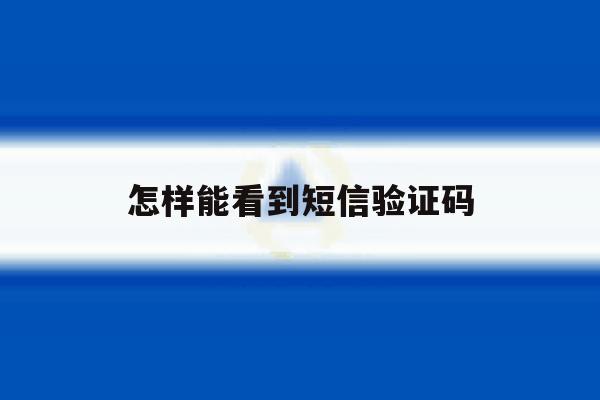 怎样能看到短信验证码 怎样能看到短信验证码