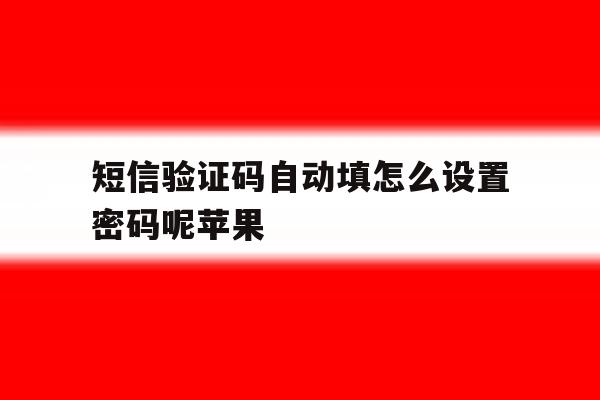 短信验证码自动填怎么设置密码呢苹果 短信验证码自动填怎么设置密码呢苹果