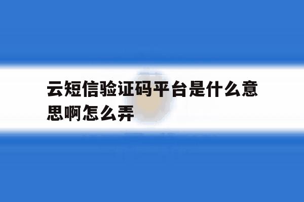 云短信验证码平台是什么意思啊怎么弄 云短信验证码平台是什么意思啊怎么弄
