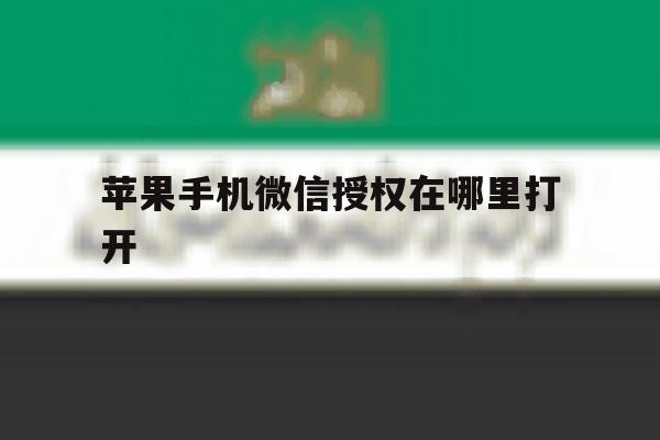 苹果手机微信授权在哪里打开 苹果手机微信授权在哪里打开