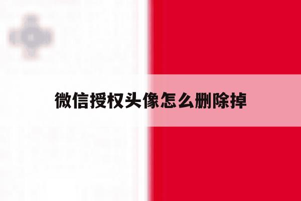 微信授权头像怎么删除掉 微信授权头像怎么删除掉