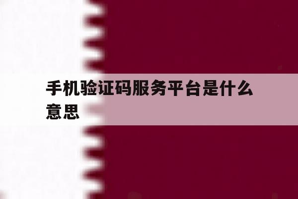 手机验证码服务平台是什么意思 手机验证码服务平台是什么意思