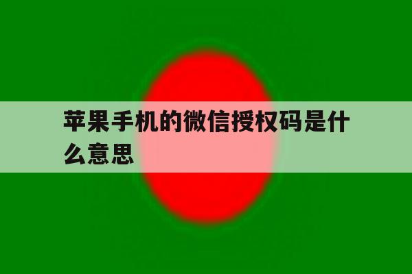 苹果手机的微信授权码是什么意思 苹果手机的微信授权码是什么意思