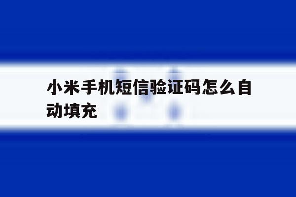 小米手机短信验证码怎么自动填充 小米手机短信验证码怎么自动填充