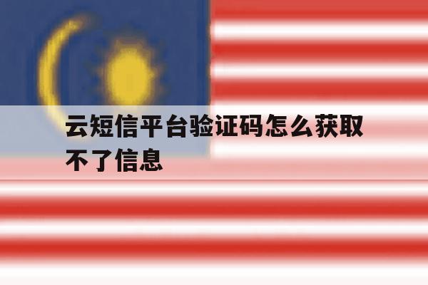云短信平台验证码怎么获取不了信息 云短信平台验证码怎么获取不了信息