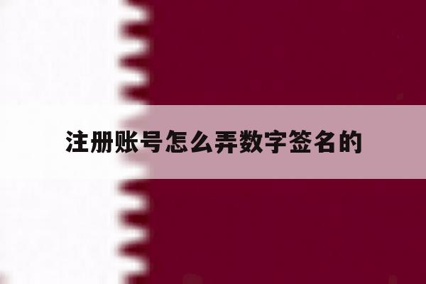 注册账号怎么弄数字签名的