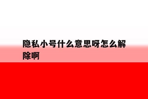 隐私小号什么意思呀怎么解除啊 隐私小号什么意思呀怎么解除啊