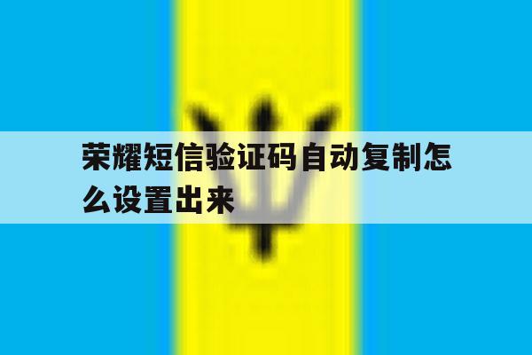 荣耀短信验证码自动复制怎么设置出来 荣耀短信验证码自动复制怎么设置出来