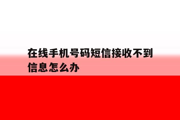 在线手机号码短信接收不到信息怎么办 在线手机号码短信接收不到信息怎么办