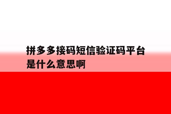 拼多多接码短信验证码平台是什么意思啊的简单介绍 拼多多接码短信验证码平台是什么意思啊的简单介绍